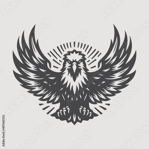 American Bald Eagle silhouette vector art illustration, American Eagle cut file, laser cut, cricut file, wood engraving, laser engraving 