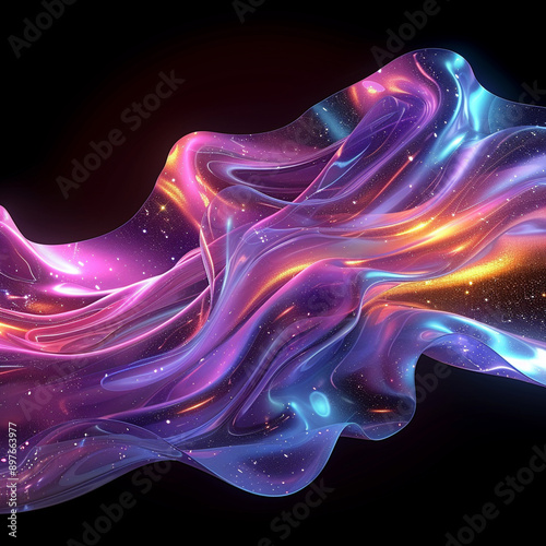 Abstract holographic fluid shape, design element for posters and banners