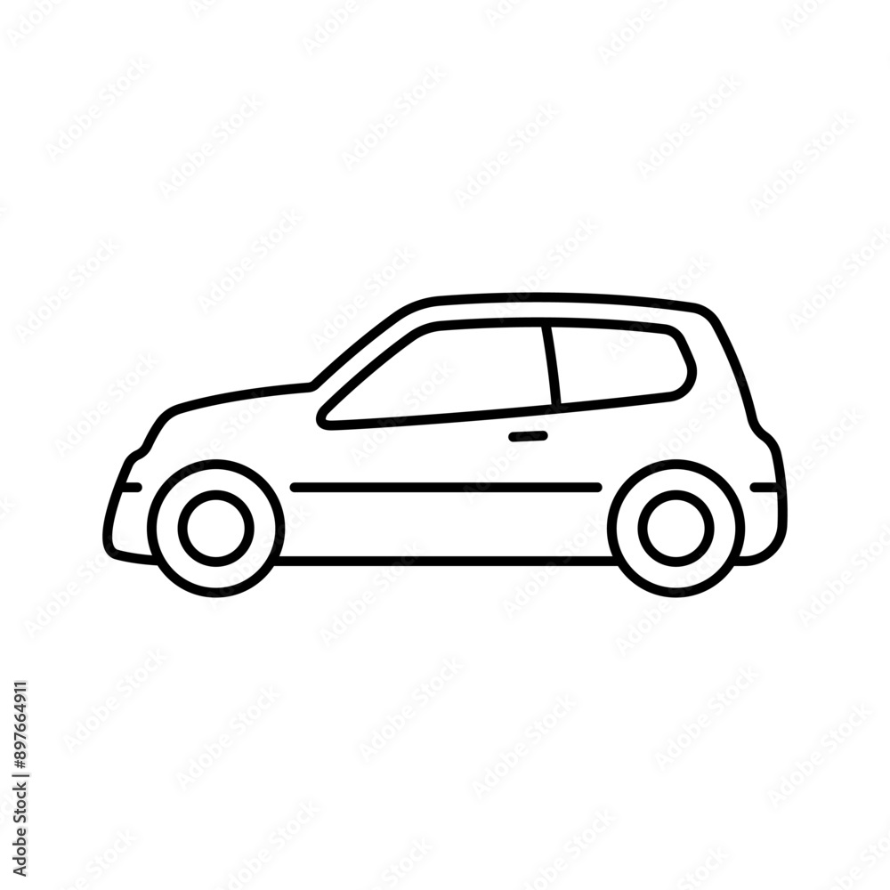 Car icon. Black outline linear silhouette. Editable strokes. Side view. Vector simple flat graphic illustration. Isolated object on white background. Isolate. Car icon. Black outline linear silhouette. Editable strokes. Side view. Vector simple flat graphic illustration. Isolated object on white background. Isolate.