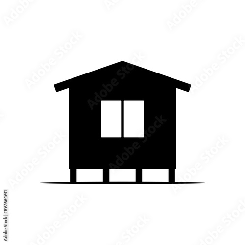 House icon. Black silhouette. Front view. Vector simple flat graphic illustration. Isolated object on white background. Isolate.