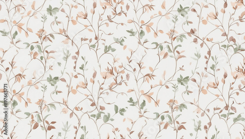 Wallpaper Mural Seamless Abstract Watercolor Floral Pattern With Delicate Pink and Green Branches Torontodigital.ca