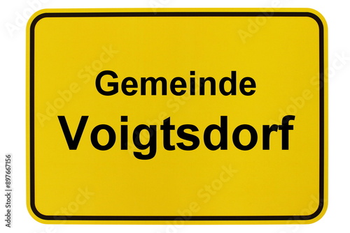 Illustration eines Ortsschildes der Gemeinde Voigtsdorf in Mecklenburg-Vorpommern photo