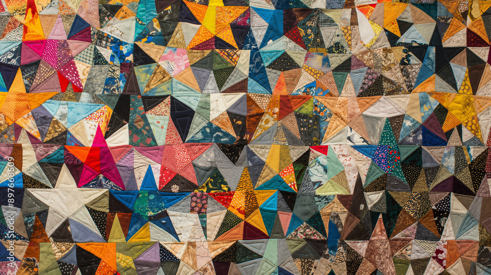 Colorful quilted stars in various fabrics Colorful quilted stars in various fabrics