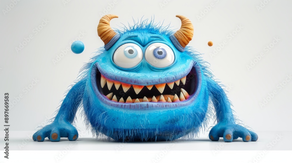 Expressive and emotional Cute 3D cartoon monster. This character may be related to animation, children's media, or character design Expressive and emotional Cute 3D cartoon monster. This character may be related to animation, children's media, or character design