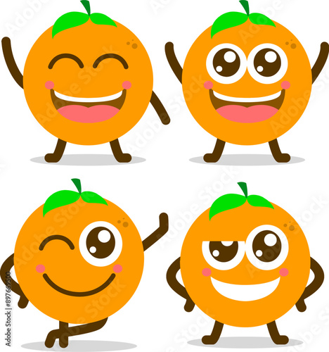 Orange fruit cartoon vector illustration