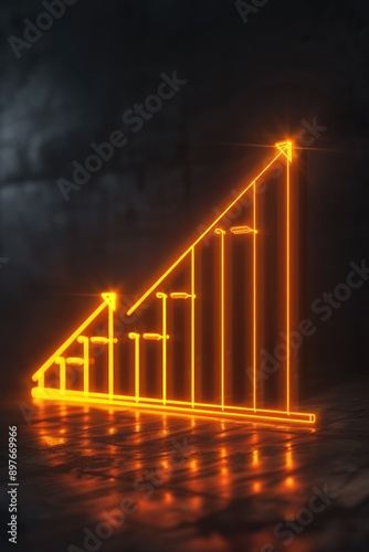 Neon amber graph glowing on a dark backdrop, highlighting rapid business growth.