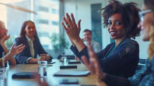 a woman in the meeting