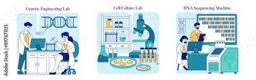 Biotechnology. Flat Vector Illustration