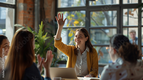 a woman in the meeting