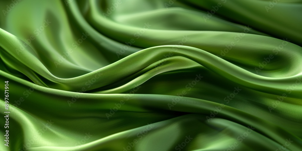 Obraz premium Closeup of rippled green silk fabric - AI Generated