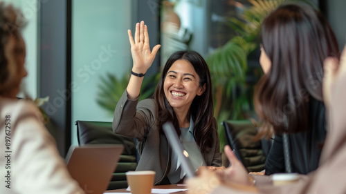 a woman in the meeting