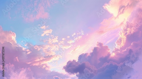 Fototapeta Naklejka Na Ścianę i Meble -  Pastel sky with pink clouds at sunrise and sunset