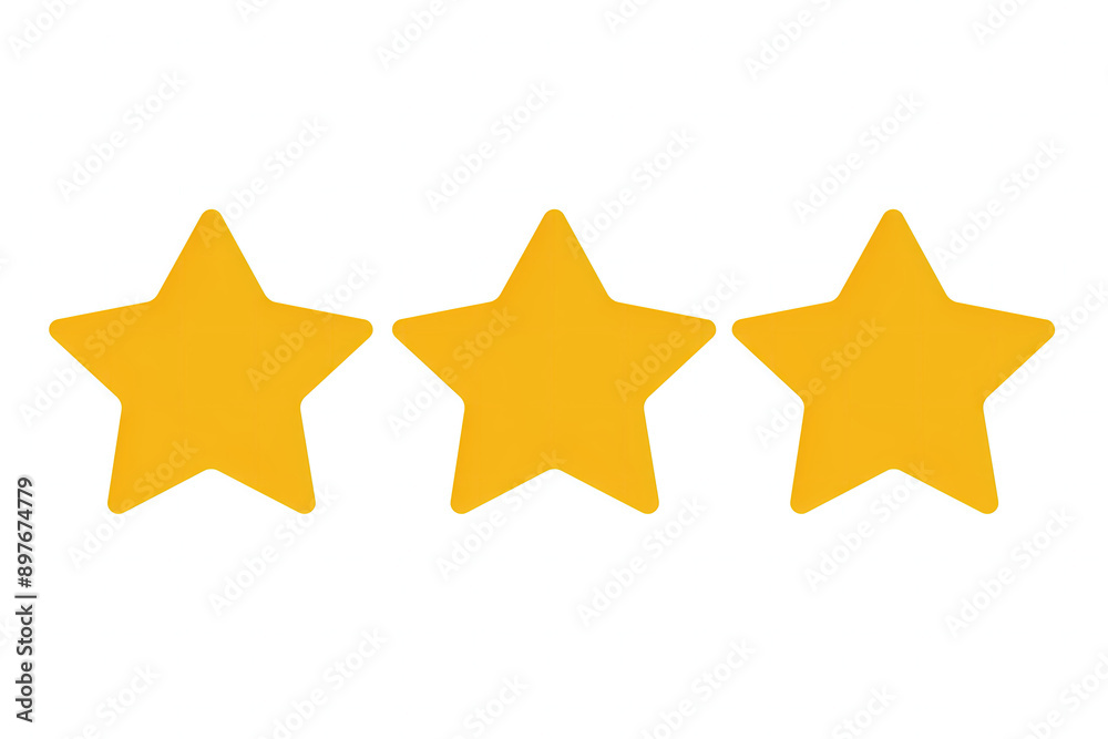 3 star customer satisfaction review on white isolated background