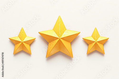 3 star customer satisfaction review on plain white background