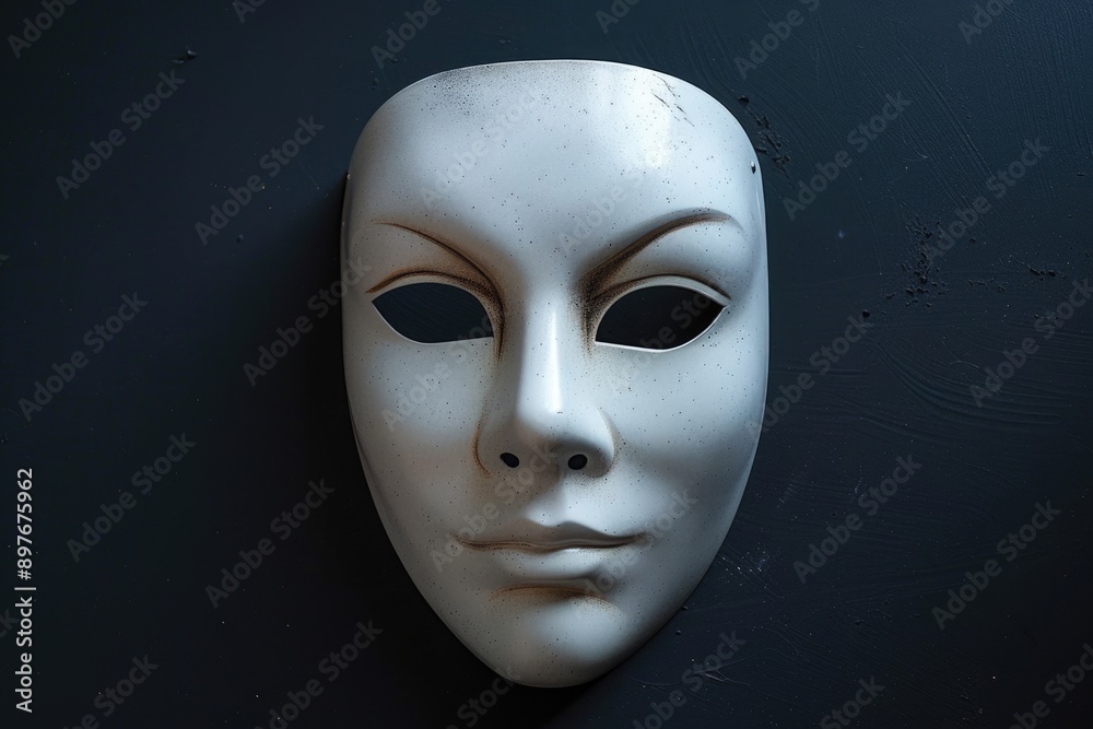 Mime Mask. White Theatrical Mask for Drama and Pantomime Performances Mime Mask. White Theatrical Mask for Drama and Pantomime Performances