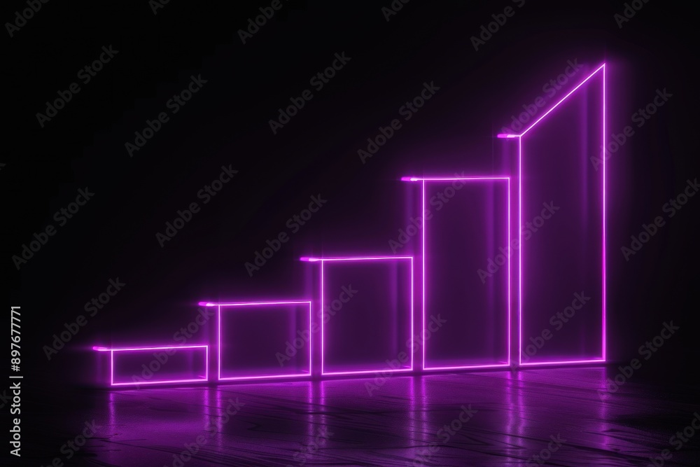 Neon lavender graph glowing on a black backdrop, symbolizing significant business growth. Neon lavender graph glowing on a black backdrop, symbolizing significant business growth.