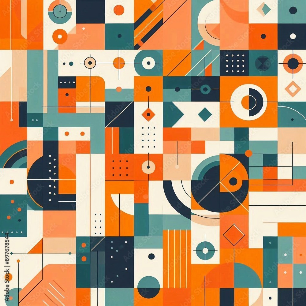 Fototapeta premium Modern art style geometric background. AI generated illustration
