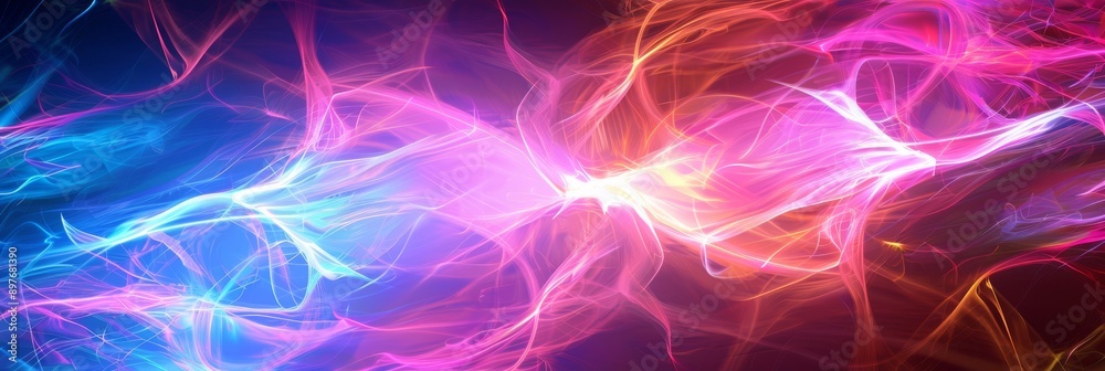 Colorful light waves create abstract digital art, mesmerizing with ethereal glow and futuristic design Colorful light waves create abstract digital art, mesmerizing with ethereal glow and futuristic design