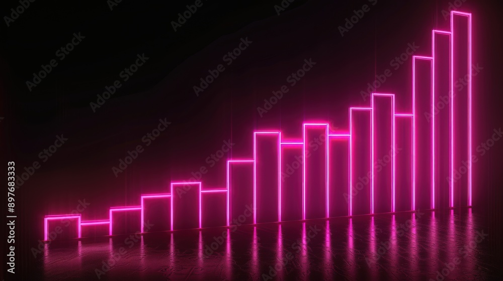 Neon pink graph glowing vividly on a black backdrop, symbolizing dynamic business growth. Neon pink graph glowing vividly on a black backdrop, symbolizing dynamic business growth.