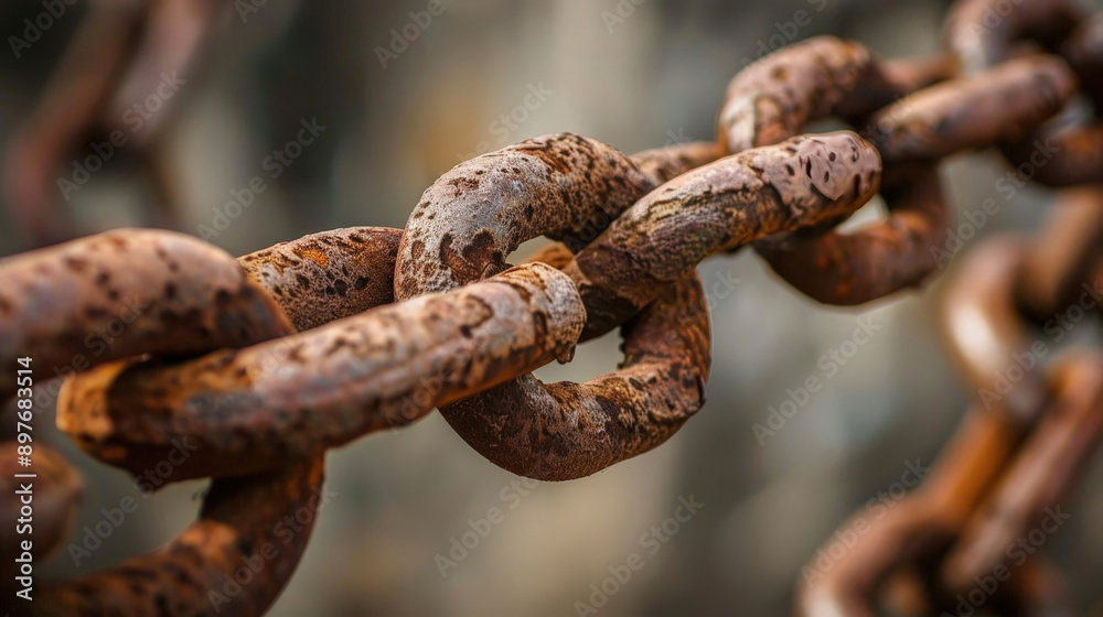 Close-up of rusted chain links symbolizing strength and endurance Close-up of rusted chain links symbolizing strength and endurance