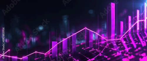 Neon purple graph against a black backdrop, depicting vibrant business expansion.
