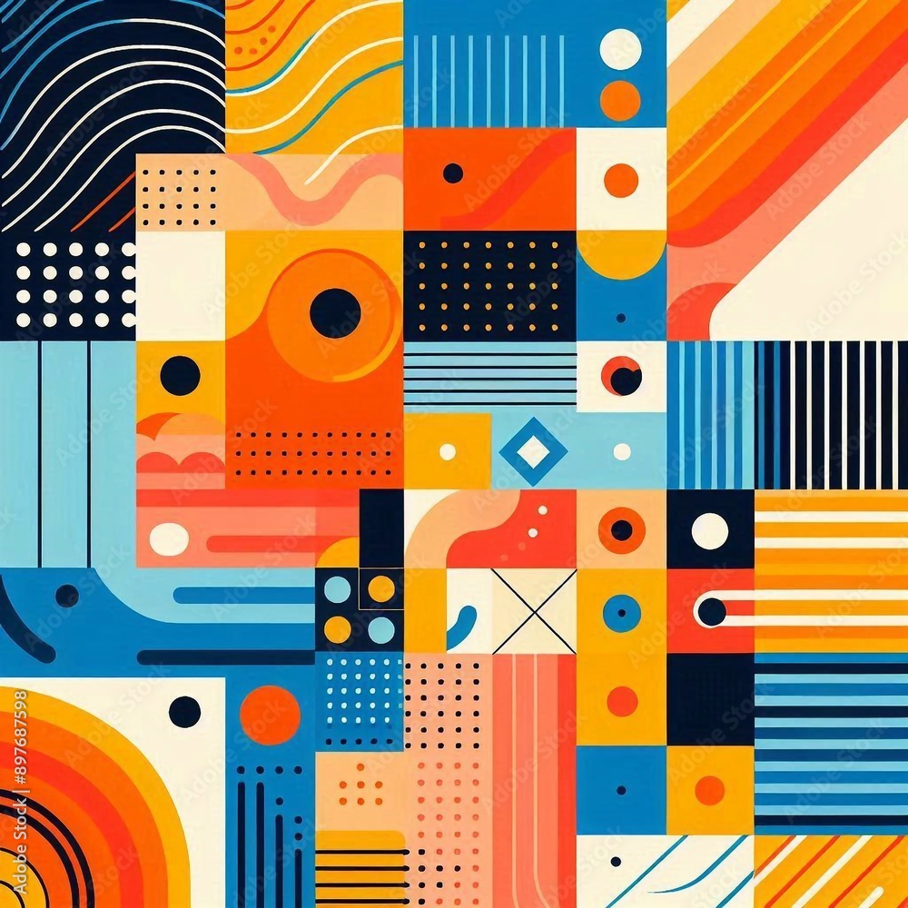 Modern art style geometric background. AI generated illustration Modern art style geometric background. AI generated illustration