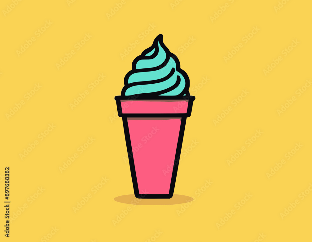 Line icon of ice cream. Dessert, fast food, sugar. Sweet food concept. Can be used for topics like food, unhealthy eating, gastronomy Line icon of ice cream. Dessert, fast food, sugar. Sweet food concept. Can be used for topics like food, unhealthy eating, gastronomy