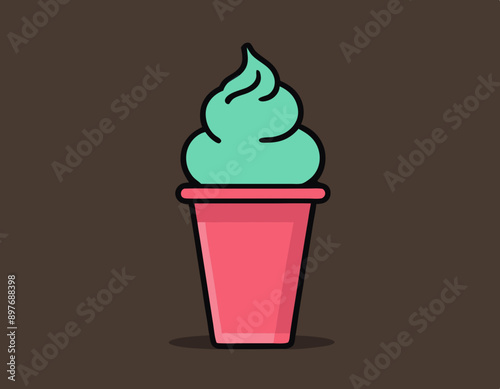 Line icon of ice cream. Dessert, fast food, sugar. Sweet food concept. Can be used for topics like food, unhealthy eating, gastronomy