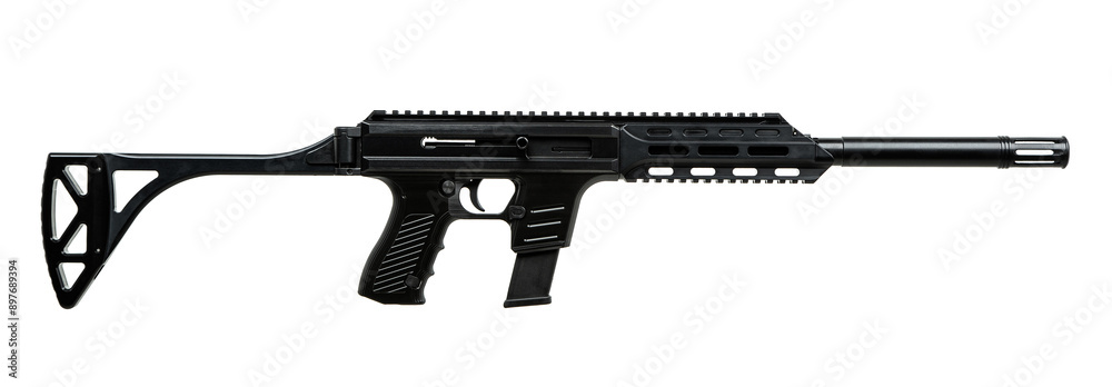 A modern automatic carbine chambered for 9mm pistol caliber. Weapons ...