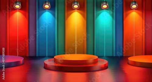 Game Show Border: Colorful Contestant Podium for Prize Television Game