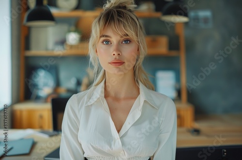 Woman in White Shirt Posing