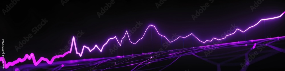 Neon violet graph against a black backdrop, highlighting vibrant business growth. Neon violet graph against a black backdrop, highlighting vibrant business growth.