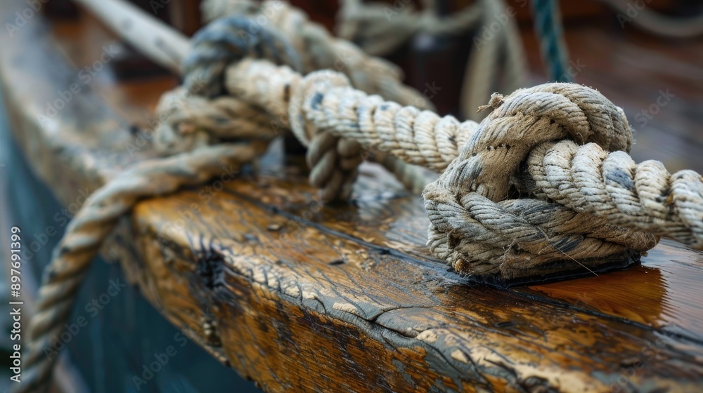 Fototapeta premium aged rope on a boat