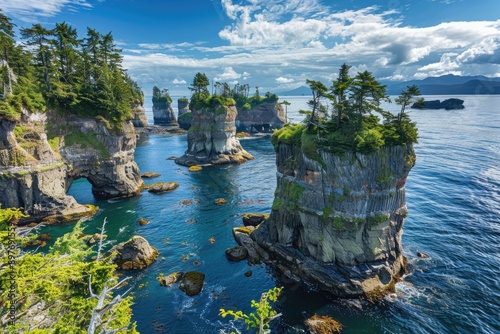 Washington State Coast. Cape Flattery View Point at Olympic National Park, USA