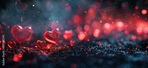 Two Red Hearts in Field