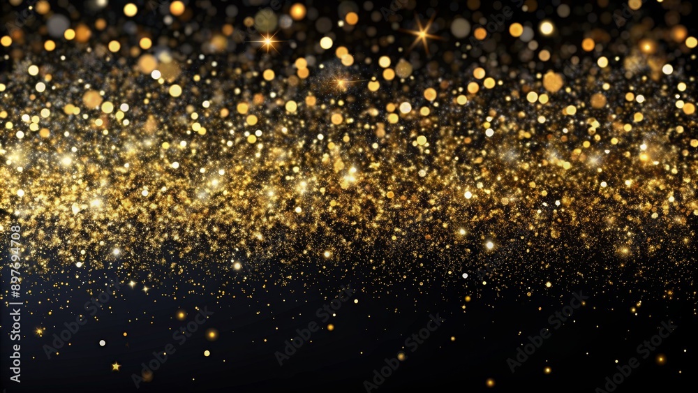 Golden Glitter on Black Background, bokeh, glitter, sparkle, celebration Golden Glitter on Black Background, bokeh, glitter, sparkle, celebration
