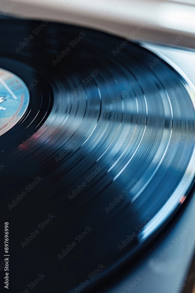 A vinyl record spinning on a turntable