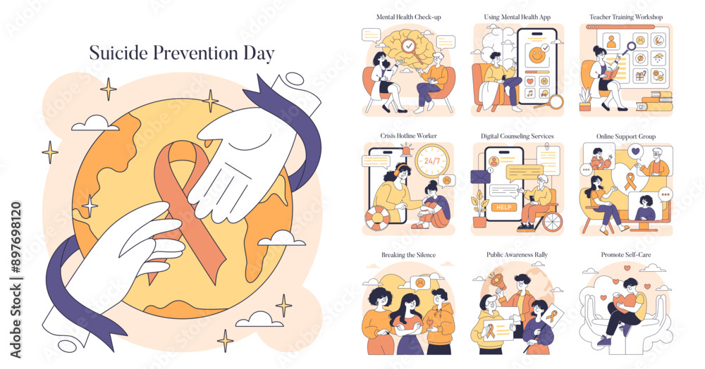 Suicide Prevention Day. Flat Vector Illustration Suicide Prevention Day. Flat Vector Illustration