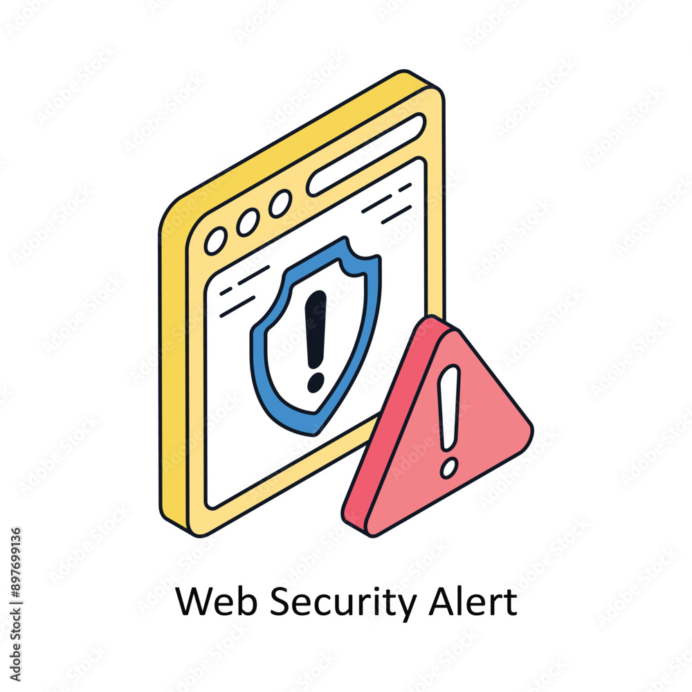 Web Security Alert Isometric style icon. Symbol on White background EPS 10 File Web Security Alert Isometric style icon. Symbol on White background EPS 10 File