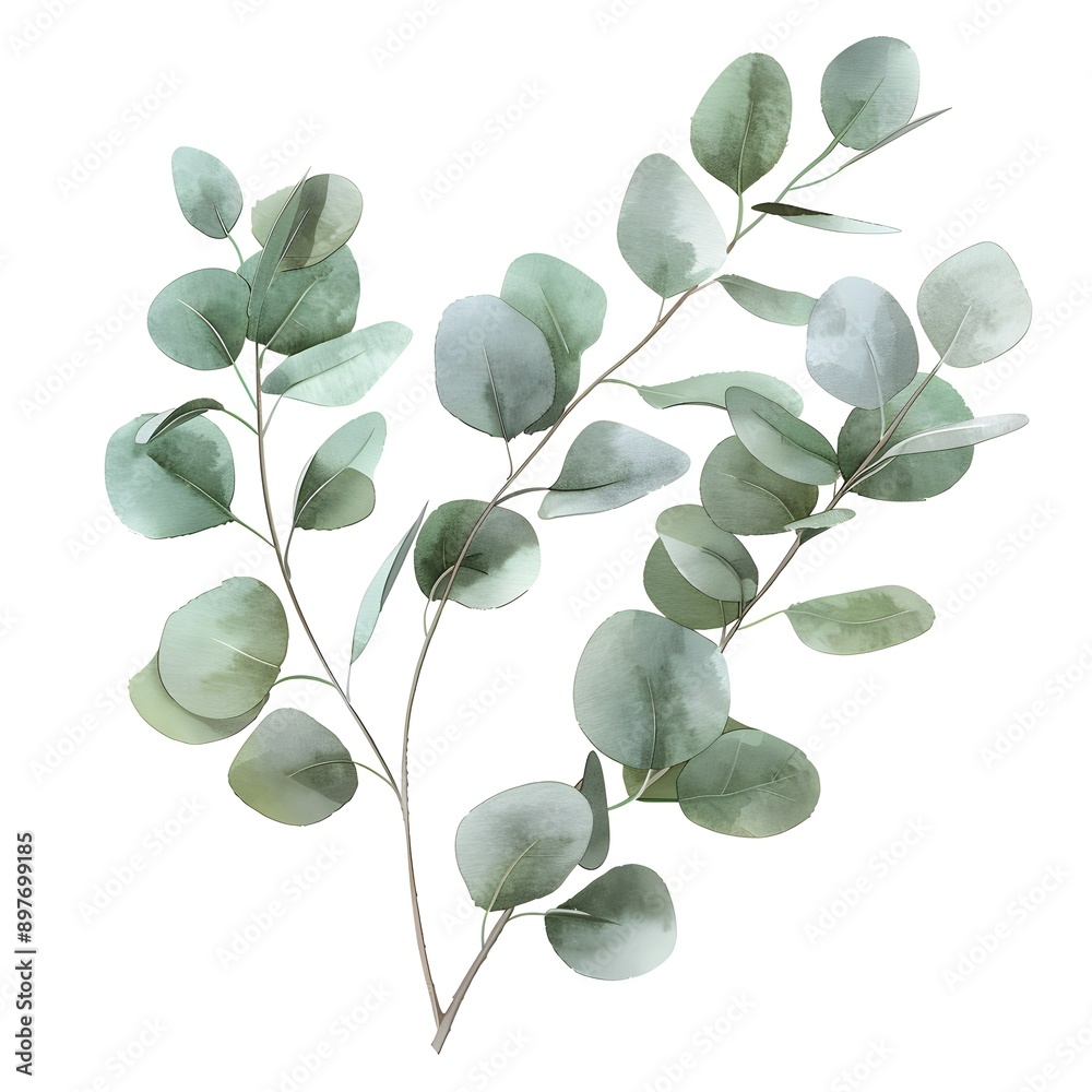 Fototapeta premium green leaves isolated on white