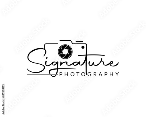 Signature photography logo design | Font Calligraphy | Logo type | Script and Font Type | Font lettering | handwritten with camera icon vector design