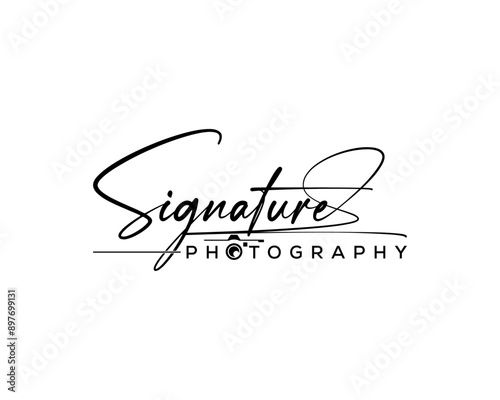 Signature photography logo design | Font Calligraphy | Logo type | Script and Font Type | Font lettering | handwritten with camera icon vector design