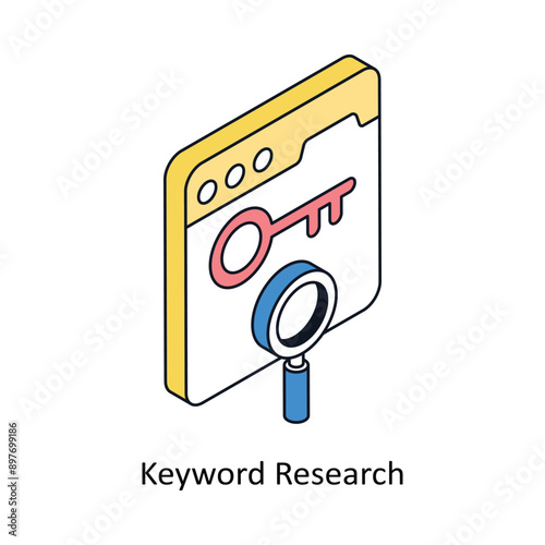 Keyword Research Isometric style icon. Symbol on White background EPS 10 File