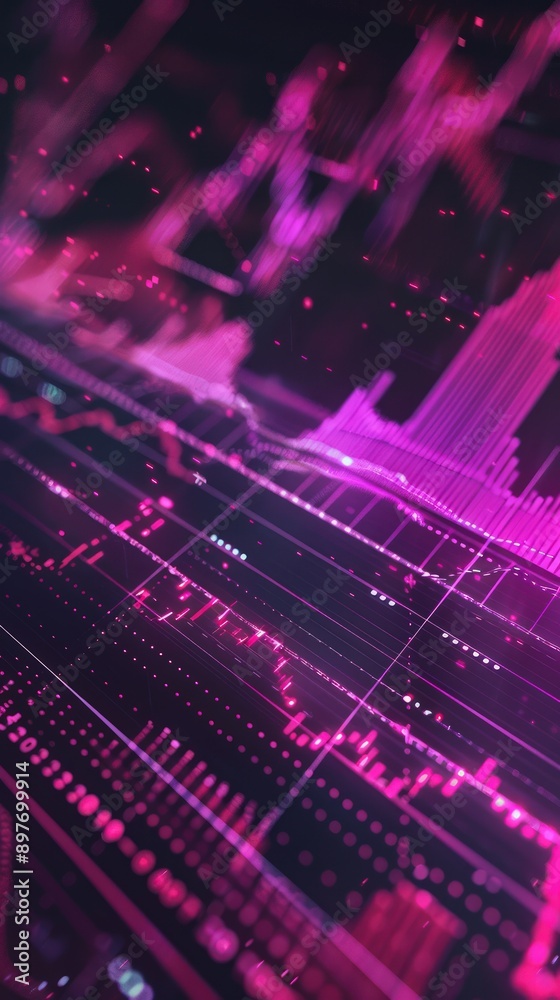 Rich magenta digital investment graphs and abstract financial elements. Rich magenta digital investment graphs and abstract financial elements.
