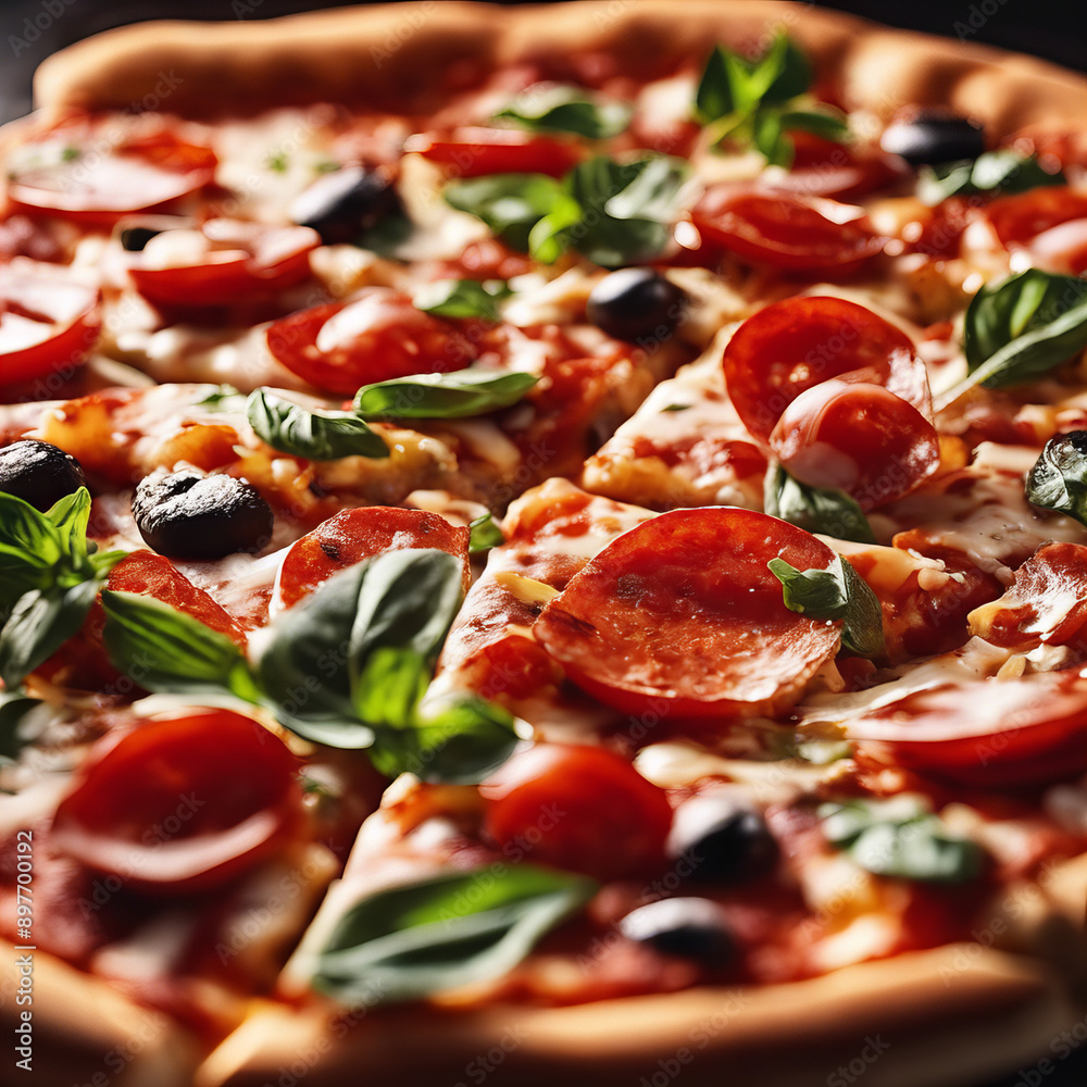 pizza with salami and olives pizza with salami and olives