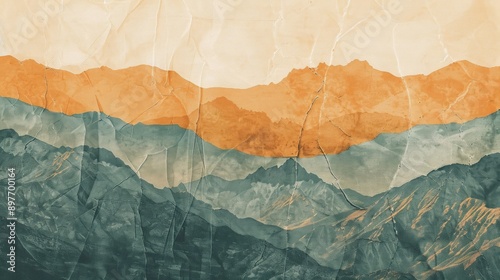 Wallpaper Mural Mountain view background made of fabric pieces,
an artistic design Torontodigital.ca