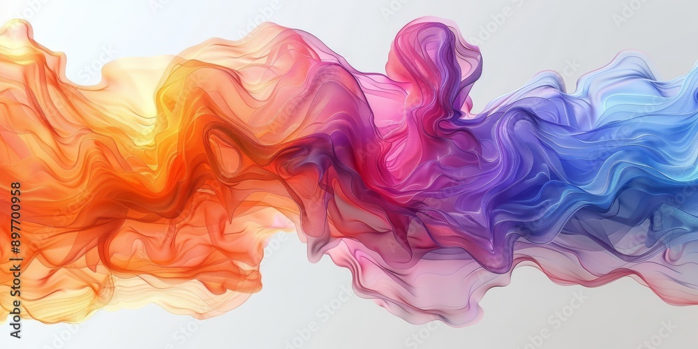 Dynamic and vibrant abstract smoke swirls in gradient colors red, orange, pink, purple, blue on light background. Dynamic and vibrant abstract smoke swirls in gradient colors red, orange, pink, purple, blue on light background.