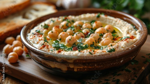 Bowl of Food and Bread on Table