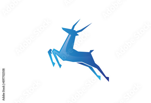 Creative abstract blue gazelle technology logo vector