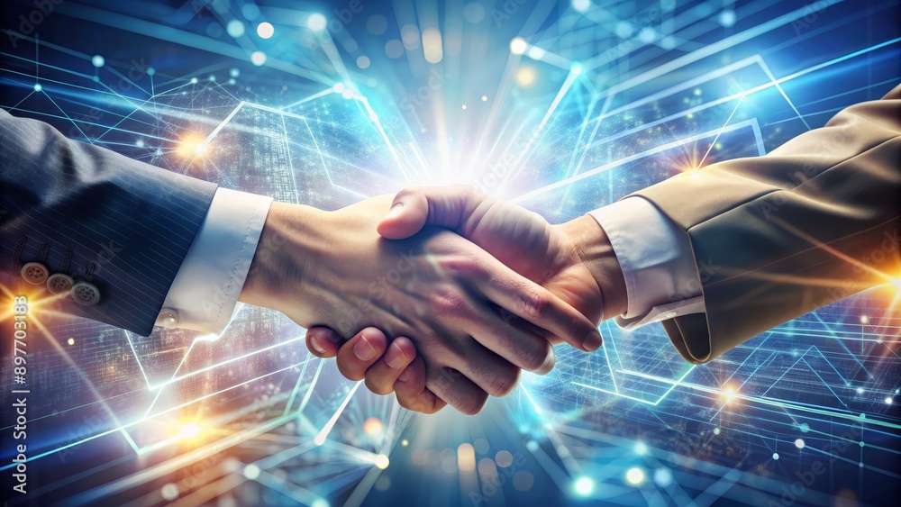 Digital Handshake Connecting Business in a Tech-Driven World, business, technology, partnership, collaboration Digital Handshake Connecting Business in a Tech-Driven World, business, technology, partnership, collaboration